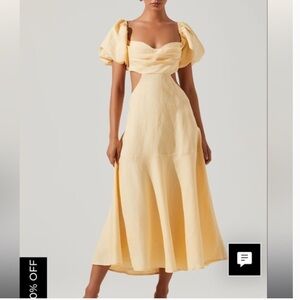 ASTR The Label Winley Puff Sleeve Cutout Midi Dress